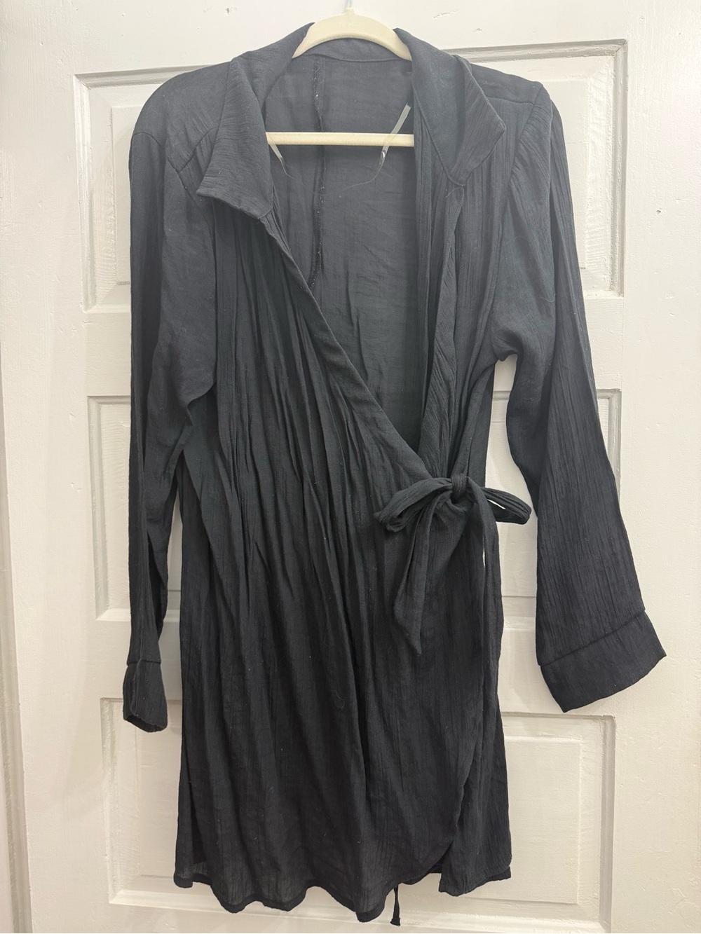Black Wrap Swimsuit Coverup with Tie Waist
